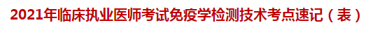 2021年臨床執(zhí)業(yè)醫(yī)師考試免疫學檢測技術考點速記（表）