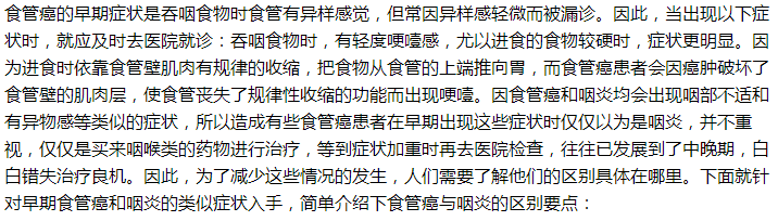 如何鑒別是食管癌還是慢性咽炎？一文了解！